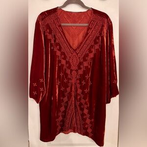 Johnny Was, Red Velvet Blouse, size XL